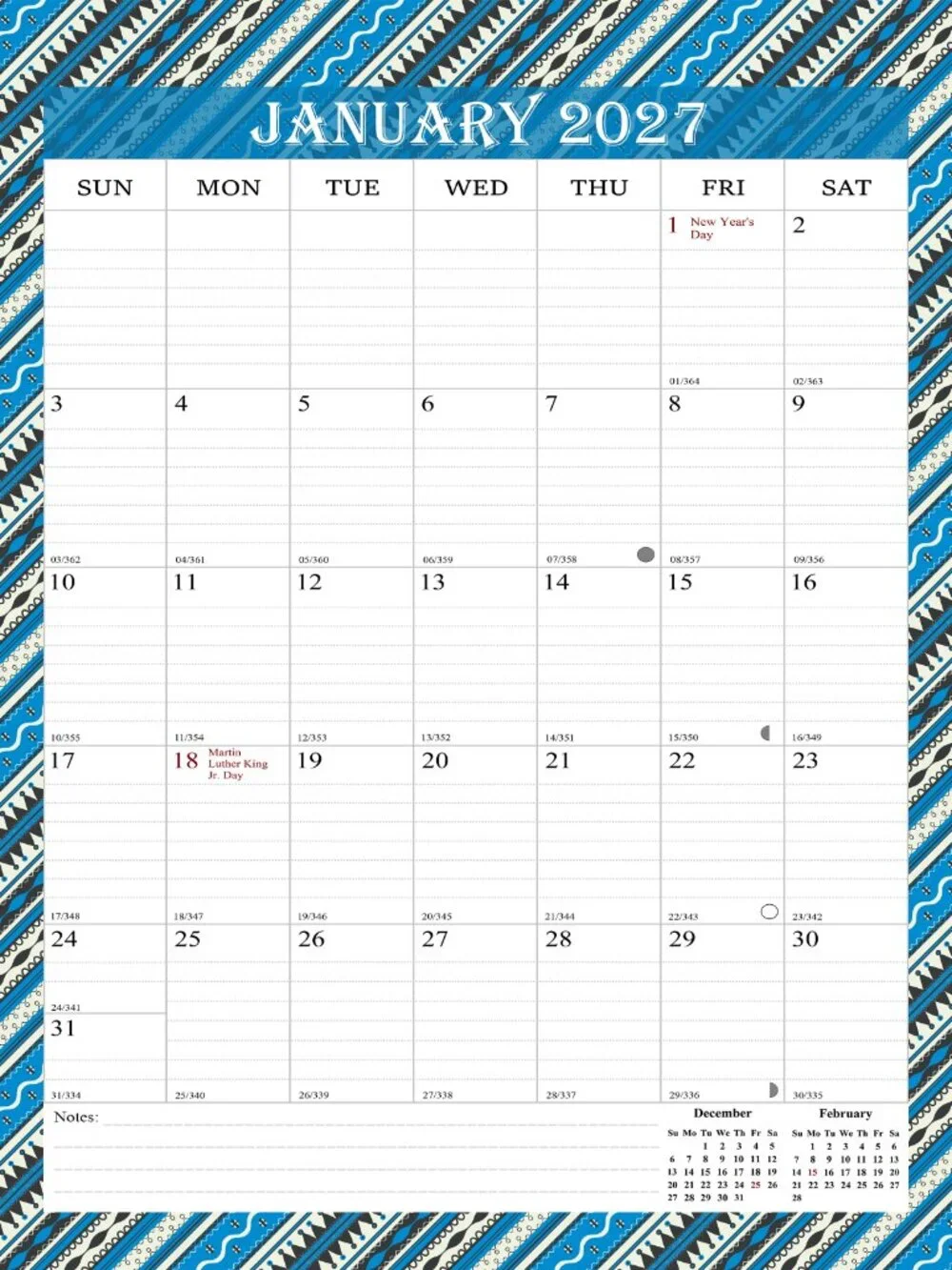2026-2027 Wall Calendar Spiral-bound Twin-Wire Binding - 18 Months 8.5